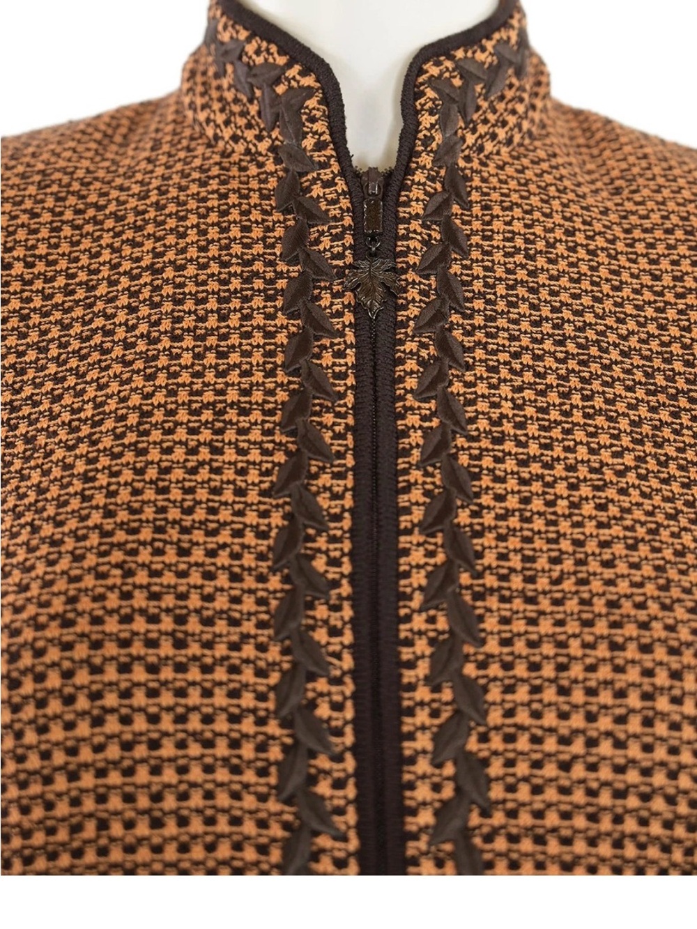 St. John Collection Checked Wool Blend Jacket – Size 6 | Rust Orange & DarkBrown - Picture 2 of 11